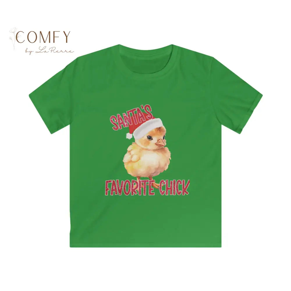 Kids “Santa’s Favorite Chick” Christmas Shirt • Cute Holiday Chick Tee for Girls • Festive Children’s Christmas T-Shirt