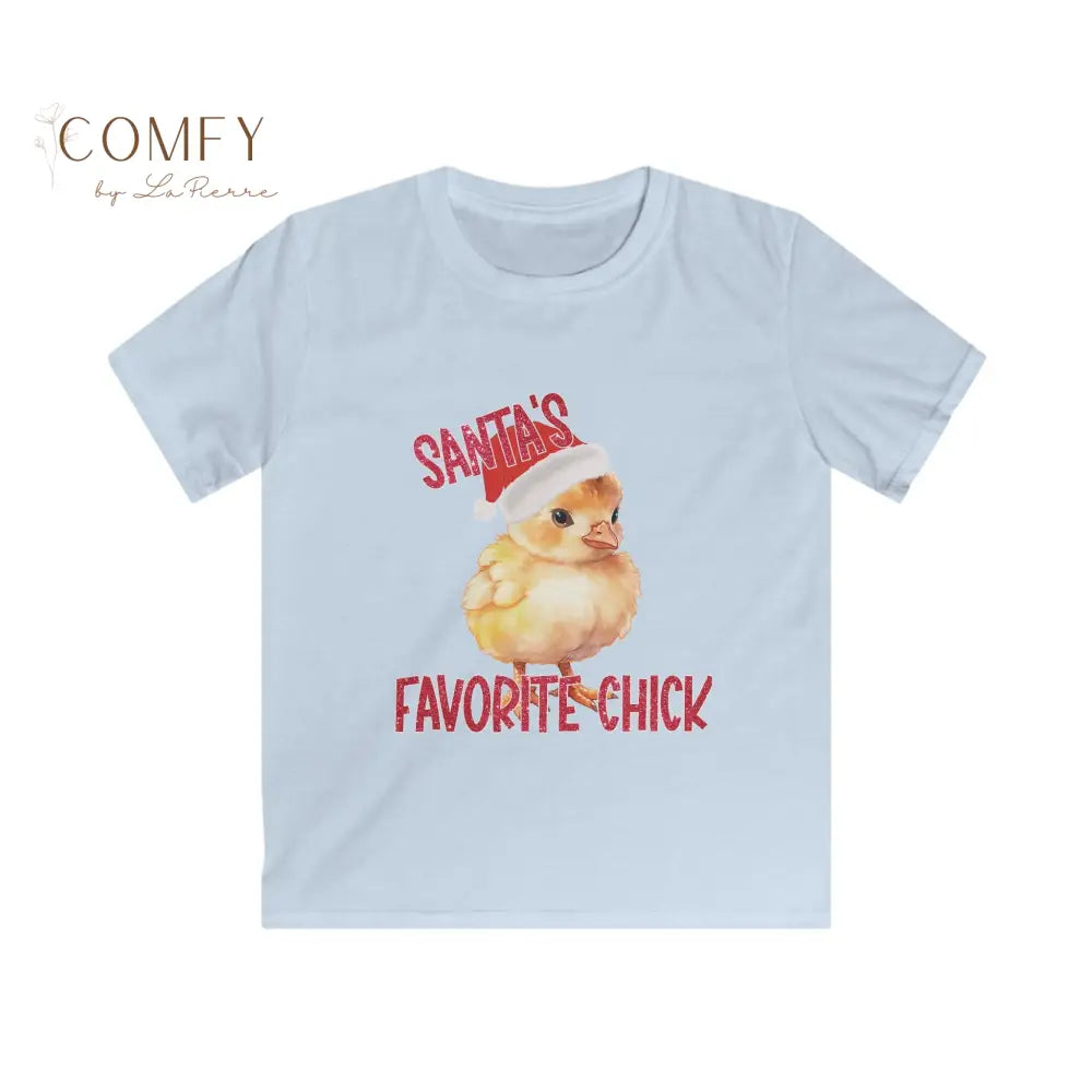Kids “Santa’s Favorite Chick” Christmas Shirt • Cute Holiday Chick Tee for Girls • Festive Children’s Christmas T-Shirt