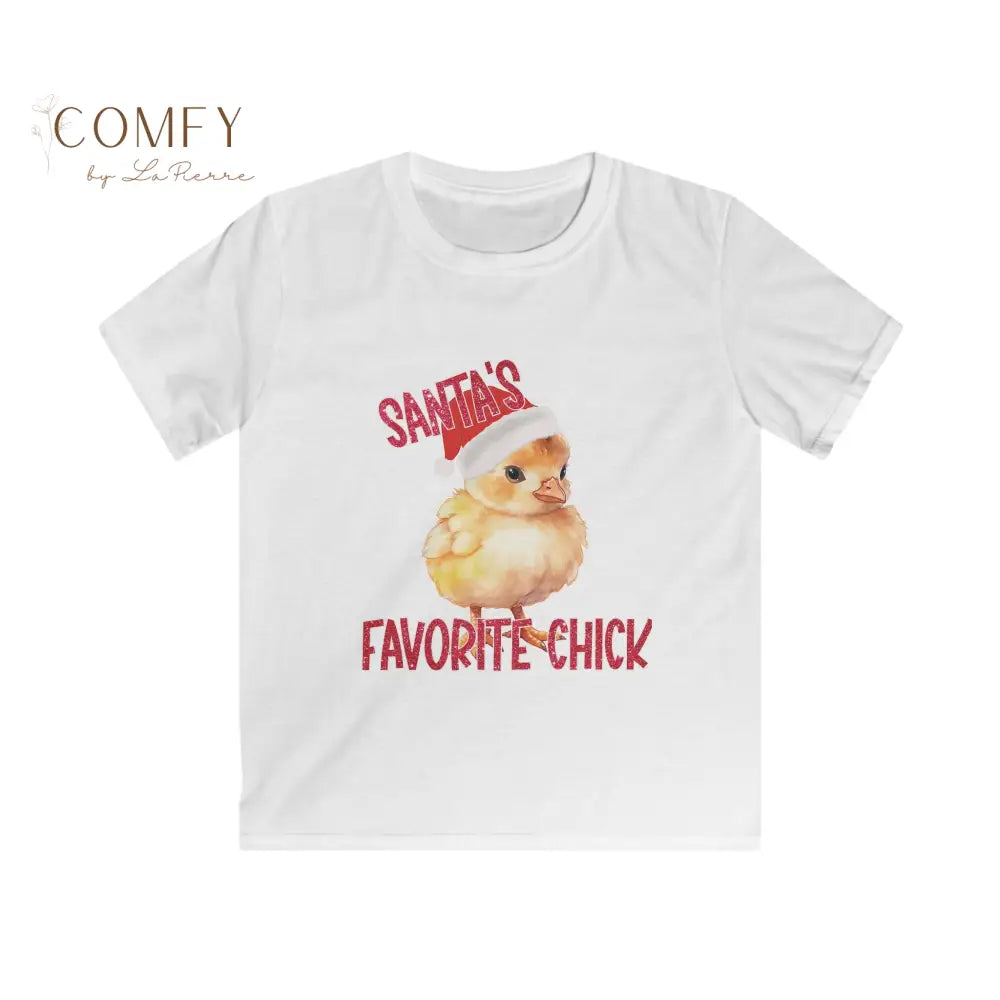 Kids “Santa’s Favorite Chick” Christmas Shirt • Cute Holiday Chick Tee for Girls • Festive Children’s Christmas T-Shirt