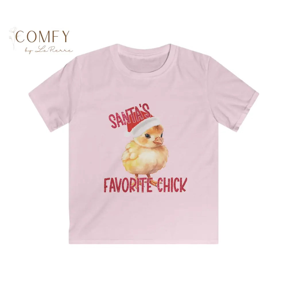 Kids “Santa’s Favorite Chick” Christmas Shirt • Cute Holiday Chick Tee for Girls • Festive Children’s Christmas T-Shirt
