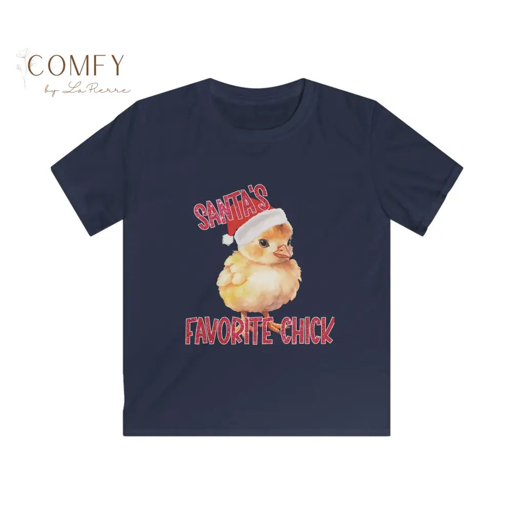 Kids “Santa’s Favorite Chick” Christmas Shirt • Cute Holiday Chick Tee for Girls • Festive Children’s Christmas T-Shirt