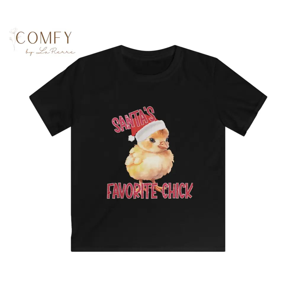 Kids “Santa’s Favorite Chick” Christmas Shirt • Cute Holiday Chick Tee for Girls • Festive Children’s Christmas T-Shirt