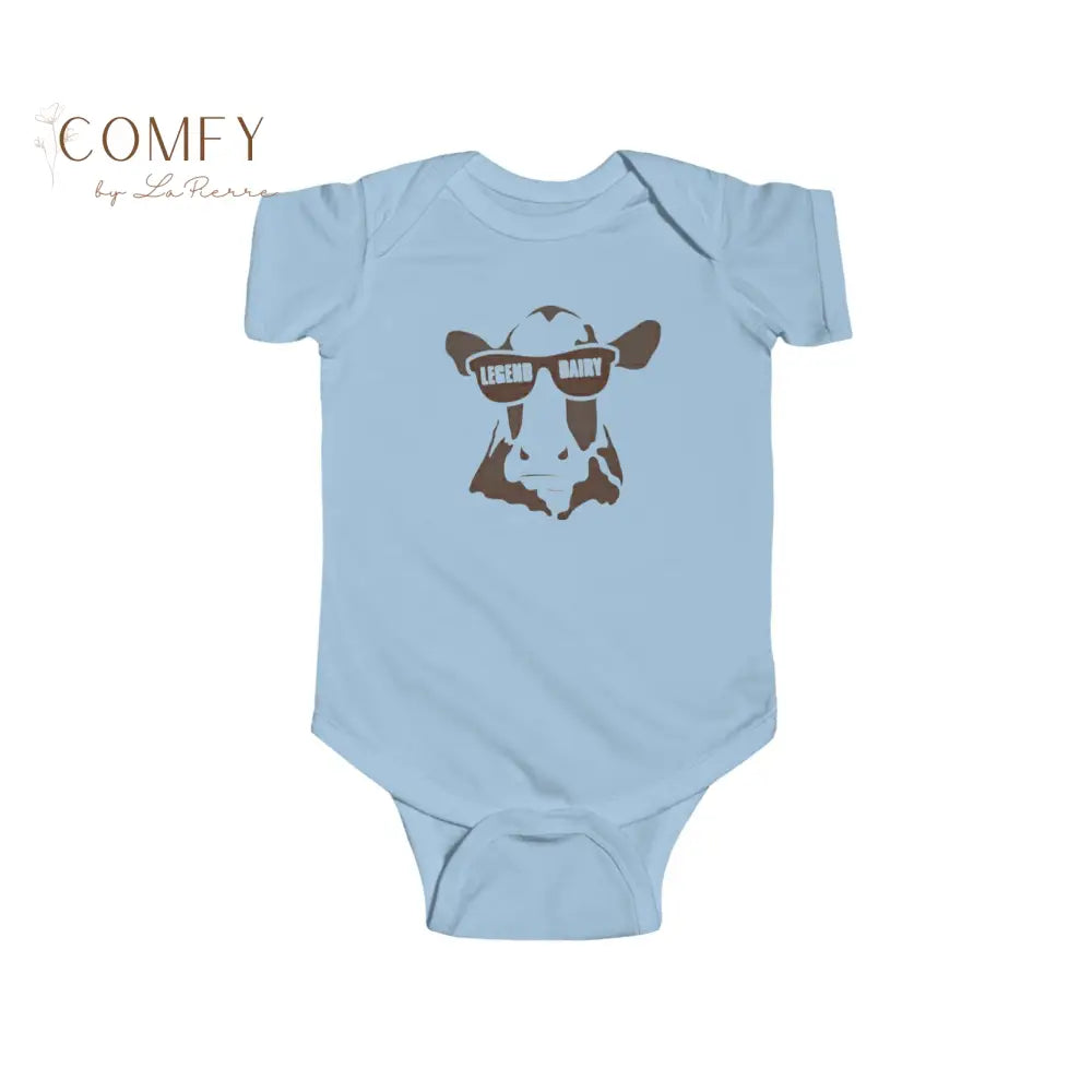 Legend Dairy Cow Infant Bodysuit • Cute Funny Baby Cow One-Piece • Farm Animal Graphic Baby Outfit • Infant Fine Jersey
