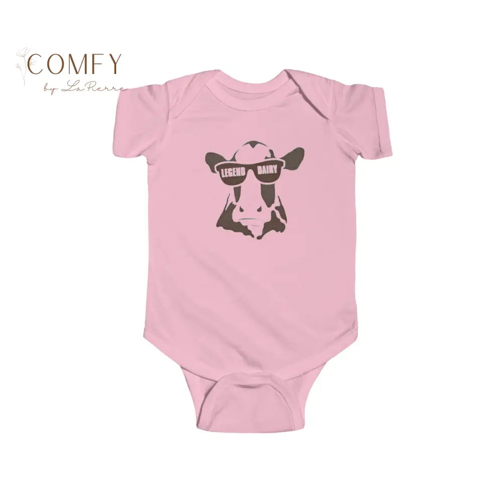 Legend Dairy Cow Infant Bodysuit • Cute Funny Baby Cow One-Piece • Farm Animal Graphic Baby Outfit • Infant Fine Jersey