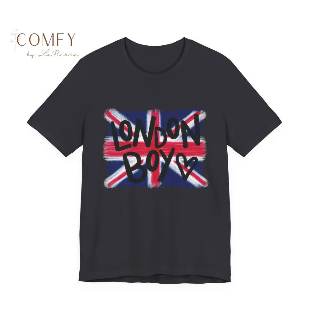 London Boyfriend Tee • British Aesthetic Graphic Shirt • Unisex Jersey Short Sleeve T-Shirt (XS–4XL) Dark Grey / S