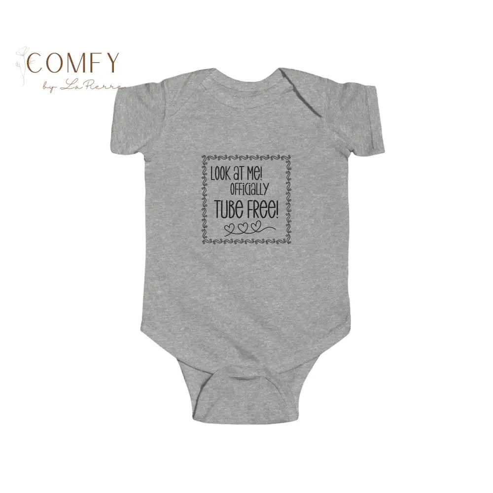 Look at Me Officially Tube Free Infant Bodysuit • Feeding Tube Graduation Baby One-Piece • Medical Milestone