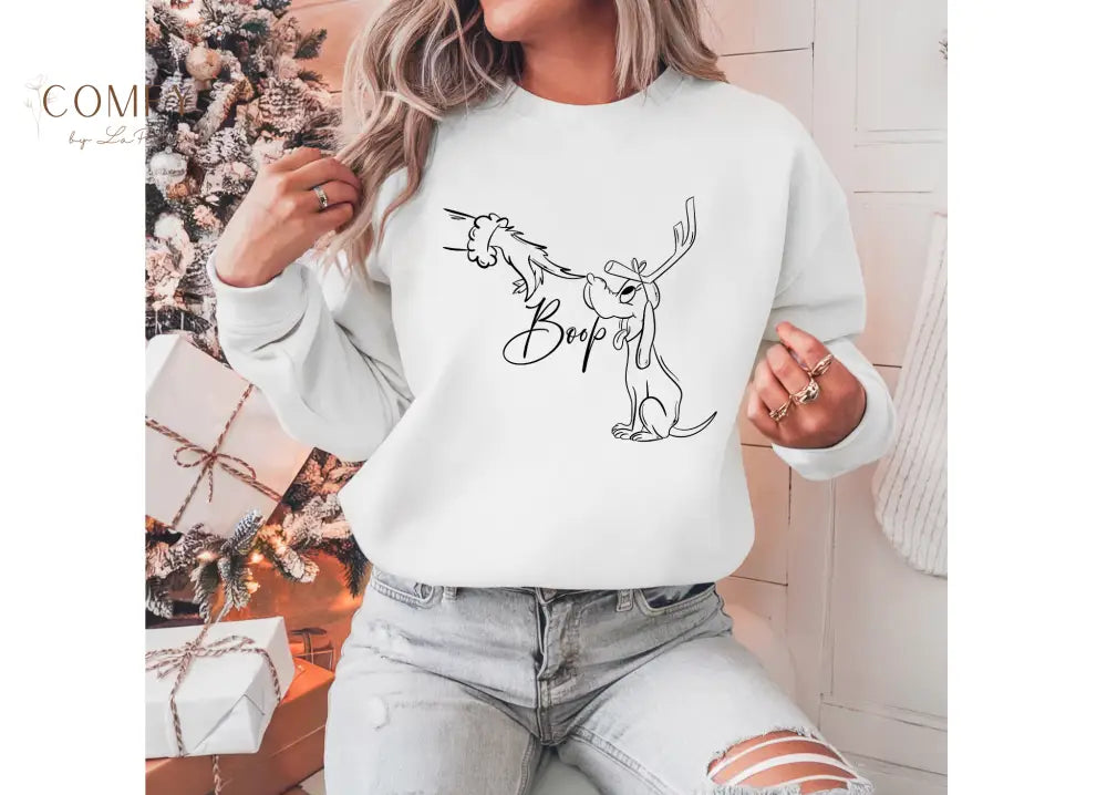 Max Boop Christmas Crewneck Sweatshirt Line Art (S-4XL) Sweatshirt