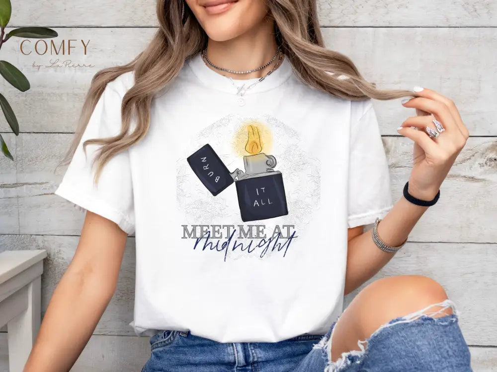 Meet Me at Midnight - Moonlit Aesthetic Tee • Celestial Night Sky Graphic Shirt • Unisex Jersey T-Shirt (S–3XL) T-Shirt