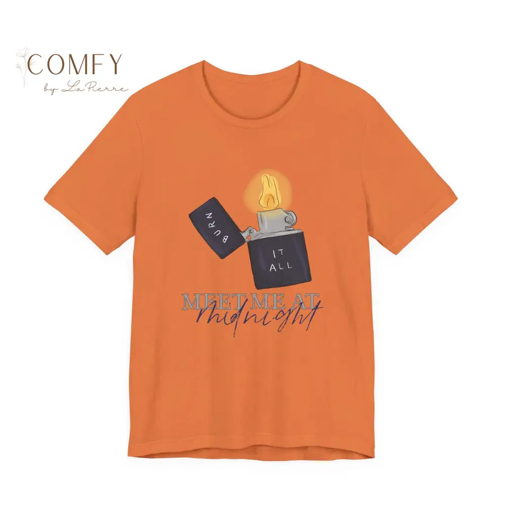 Meet Me at Midnight - Moonlit Aesthetic Tee • Celestial Night Sky Graphic Shirt • Unisex Jersey T-Shirt (S–3XL) Burnt