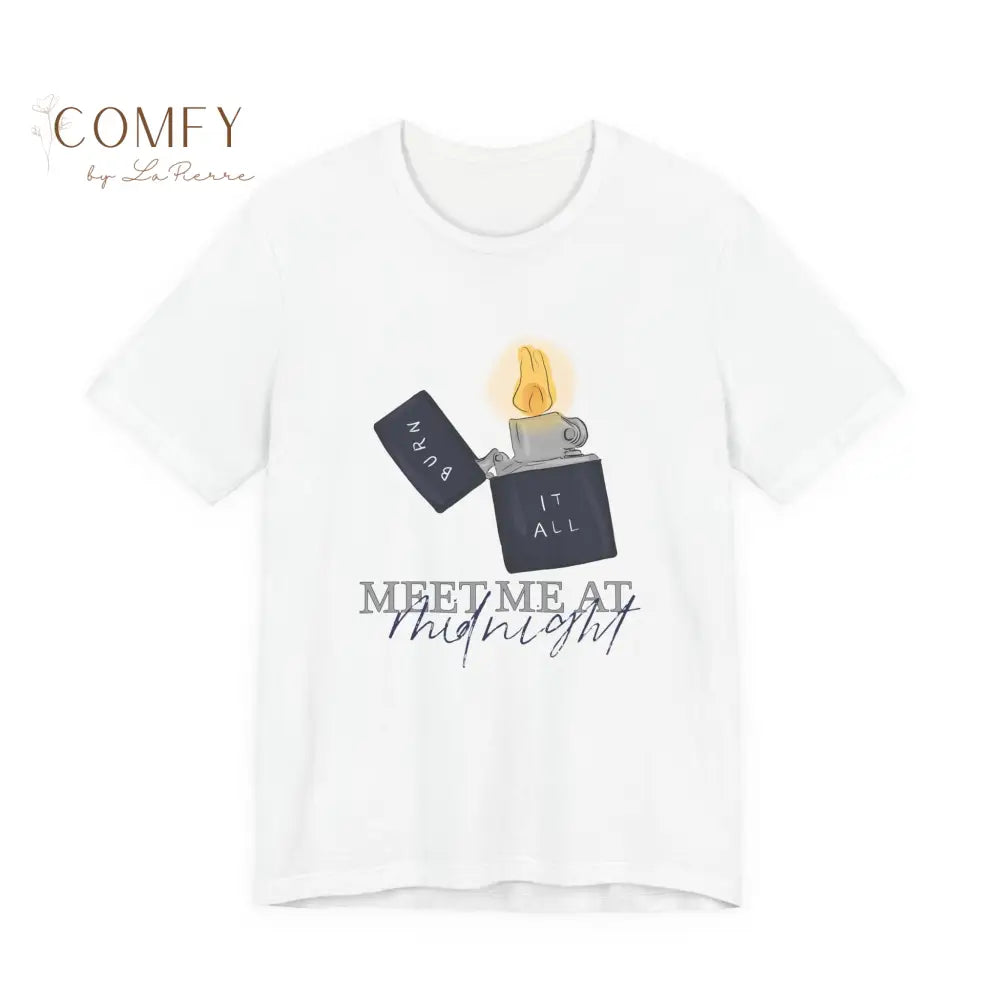 Meet Me at Midnight - Moonlit Aesthetic Tee • Celestial Night Sky Graphic Shirt • Unisex Jersey T-Shirt (S–3XL) White