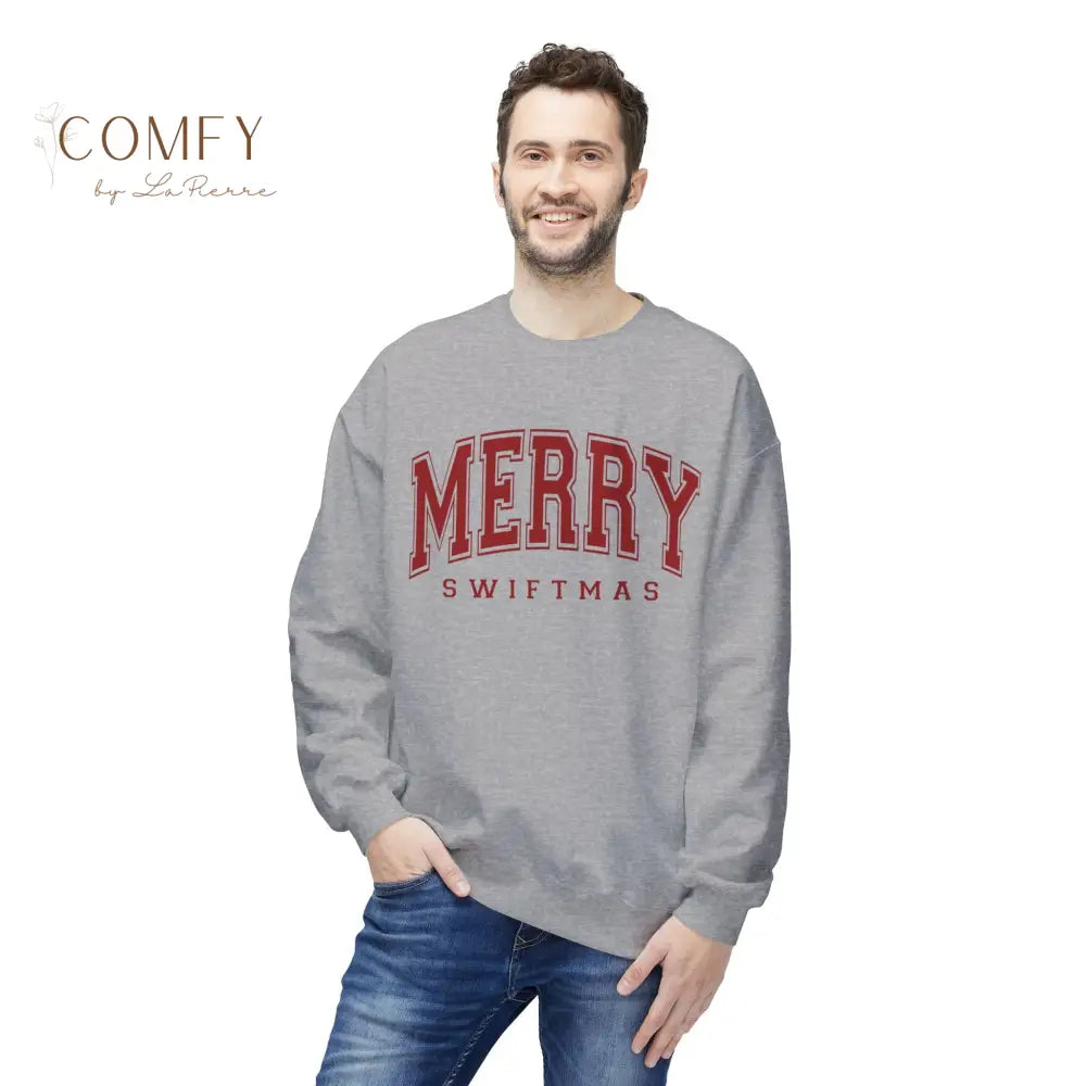 Merry Swiftmas - Unisex Softstyle Crewneck Sweatshirt (S-4XL) Sport Grey / S Sweatshirt