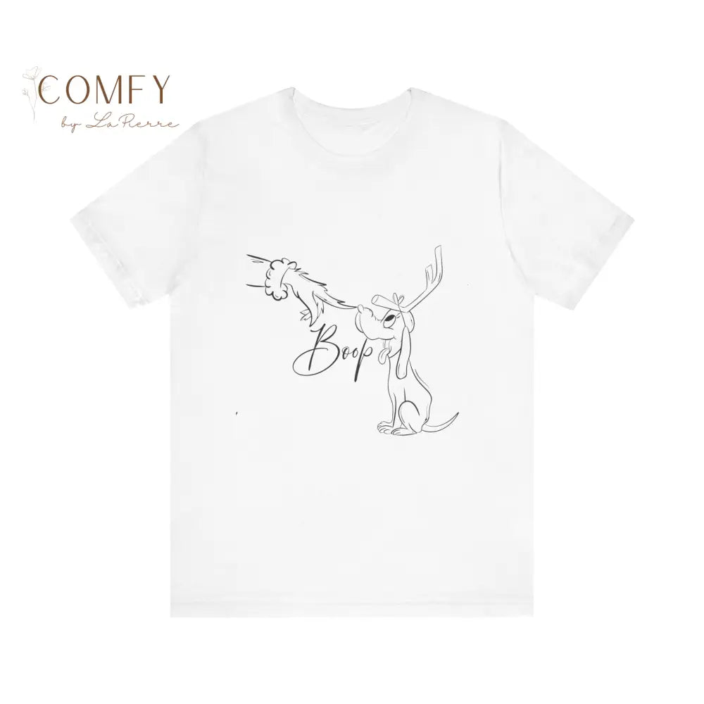 Minimal Christmas Dog “Boop” Shirt • Holiday Line Art Pup T-Shirt • Cute Simple Christmas Graphic Tee • Unisex Tee