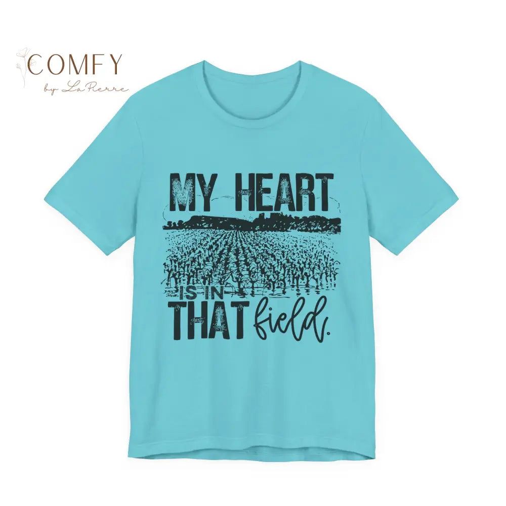 Distressed ’My Heart is in that Field’ Farming and Agriculture shirt - Unisex Jersey Short Sleeve Tee (XS-5XL)