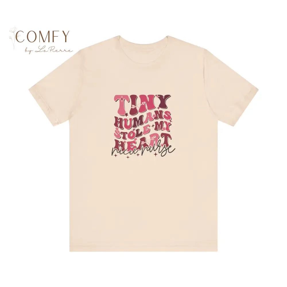 NICU Nurse Tiny Humans Stole My Heart soft Unisex Jersey Short Sleeve Tee (S-3XL) Soft Cream / S T-Shirt