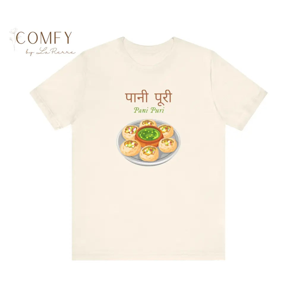 Pani Puri SOFT shirt Indian Street Food Unisex Jersey Short Sleeve Tee (XS-4XL) Natural / S T-Shirt