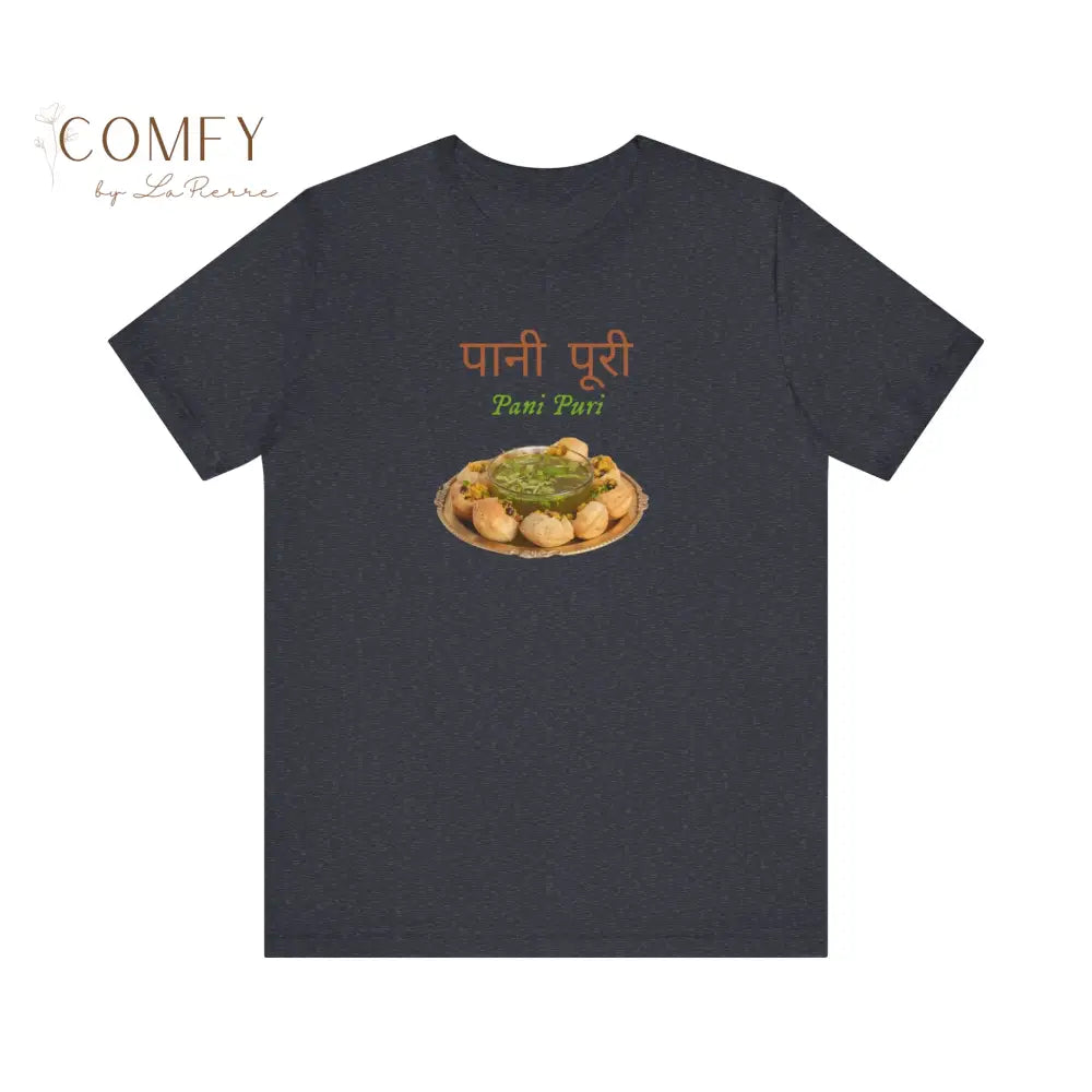 Pani Puri SOFT shirt Indian Street Food Unisex Jersey Short Sleeve Tee (XS-4XL) Heather Navy / S T-Shirt