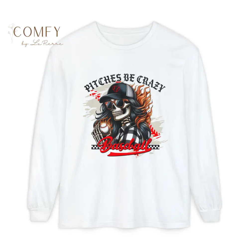 Pitches Be Crazy Skeleton Baseball - Unisex Long Sleeve T-Shirt (S-3XL) Long-sleeve