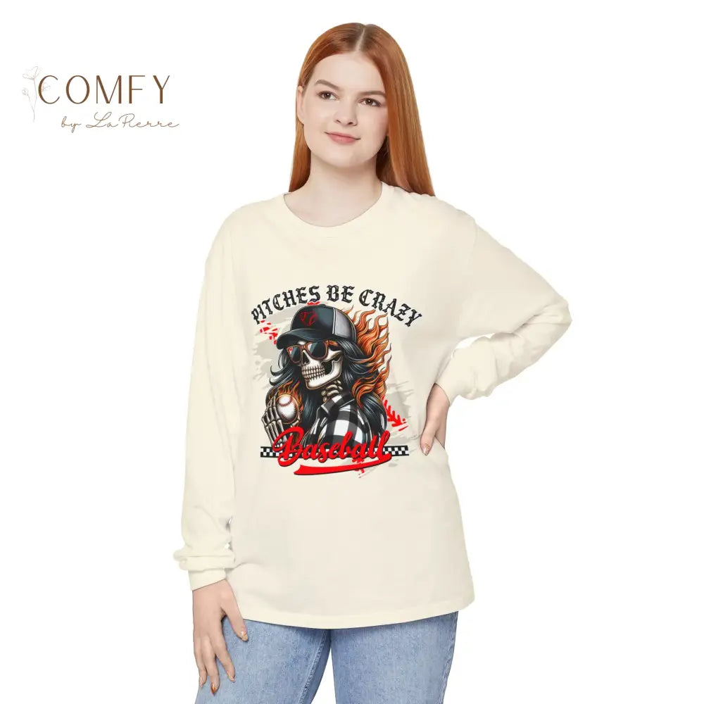 Pitches Be Crazy Skeleton Baseball - Unisex Long Sleeve T-Shirt (S-3XL) Long-sleeve