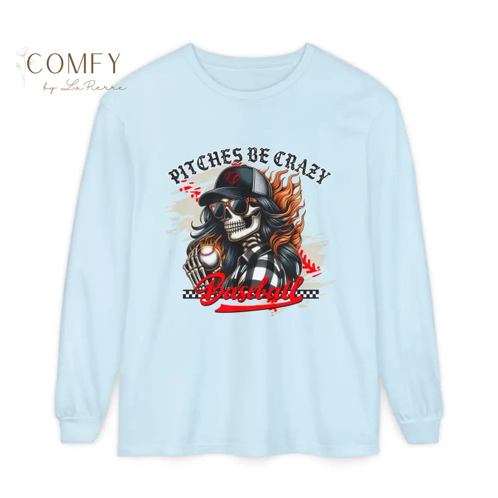 Pitches Be Crazy Skeleton Baseball - Unisex Long Sleeve T-Shirt (S-3XL) Long-sleeve