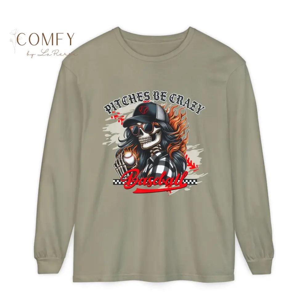 Pitches Be Crazy Skeleton Baseball - Unisex Long Sleeve T-Shirt (S-3XL) Long-sleeve