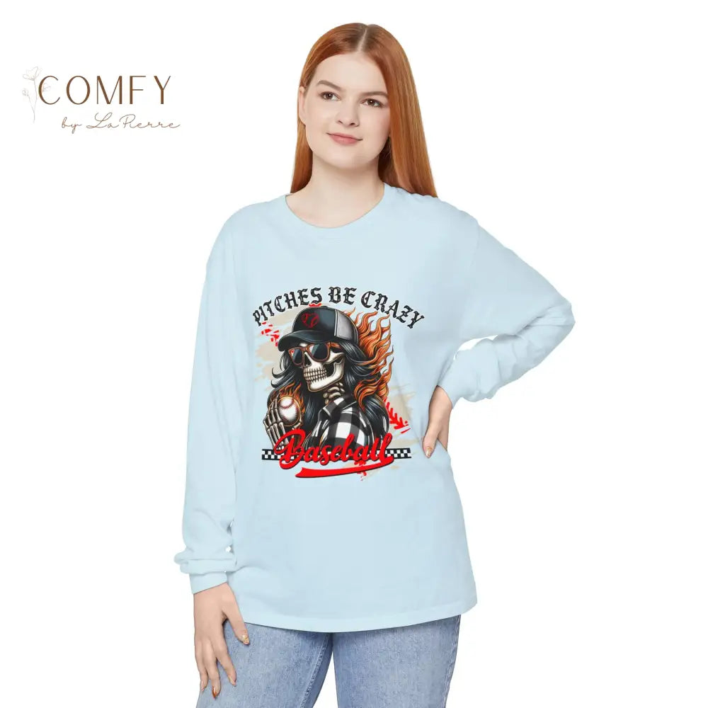 Pitches Be Crazy Skeleton Baseball - Unisex Long Sleeve T-Shirt (S-3XL) Long-sleeve