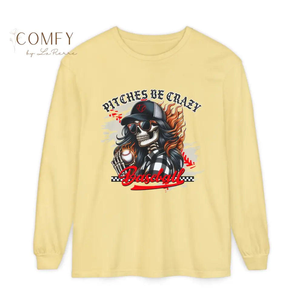 Pitches Be Crazy Skeleton Baseball - Unisex Long Sleeve T-Shirt (S-3XL) Long-sleeve