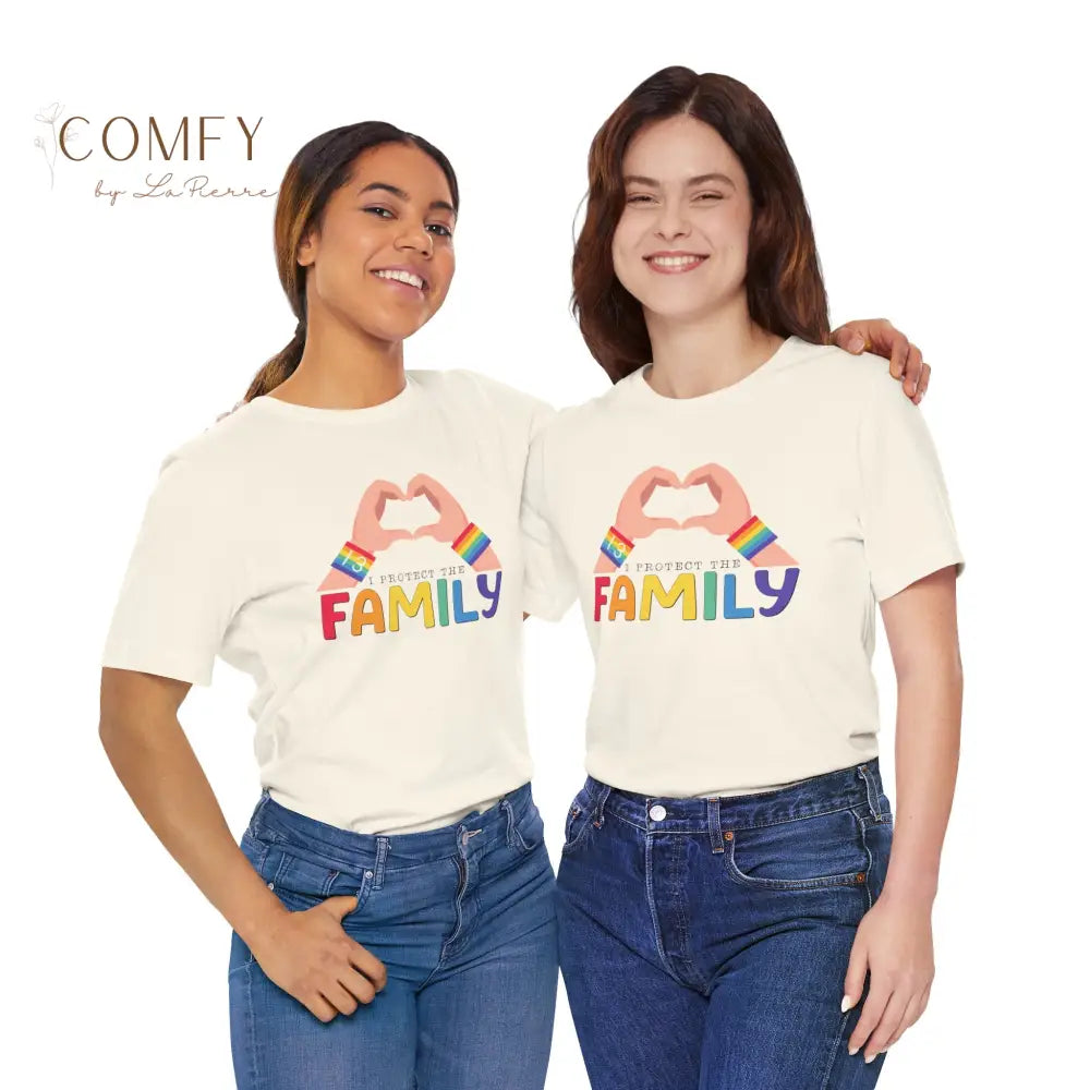 ’Protect the Family’ Rainbow Heart Hands T-Shirt (S-3XL) T-Shirt