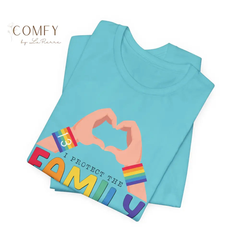 ’Protect the Family’ Rainbow Heart Hands T-Shirt (S-3XL) T-Shirt