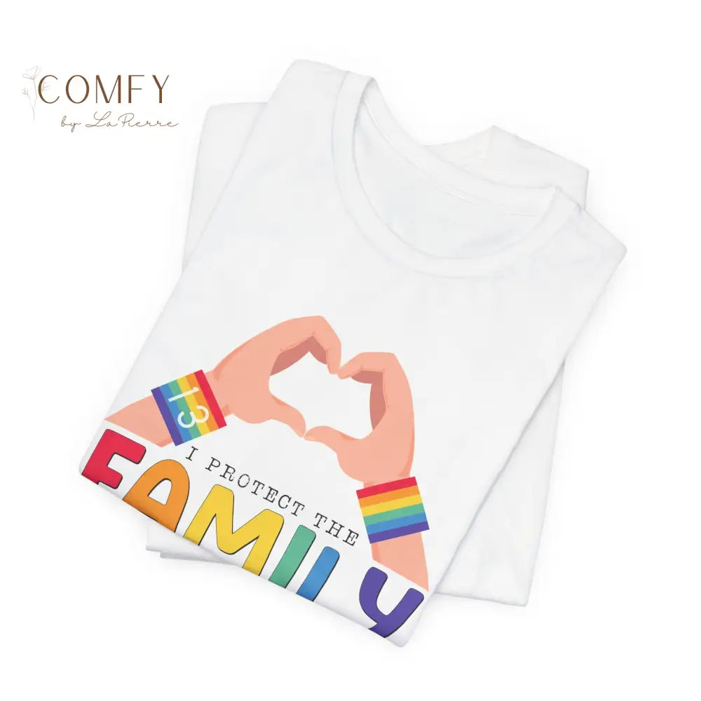’Protect the Family’ Rainbow Heart Hands T-Shirt (S-3XL) T-Shirt