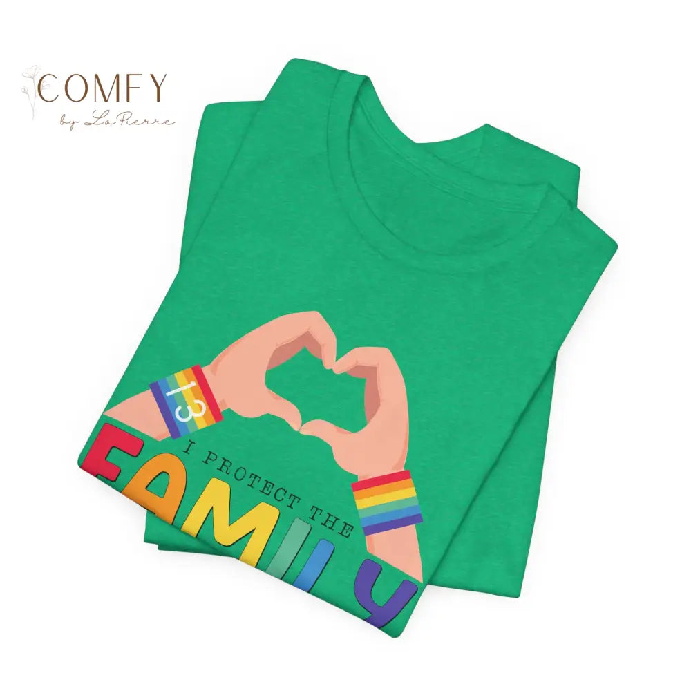 ’Protect the Family’ Rainbow Heart Hands T-Shirt (S-3XL) T-Shirt