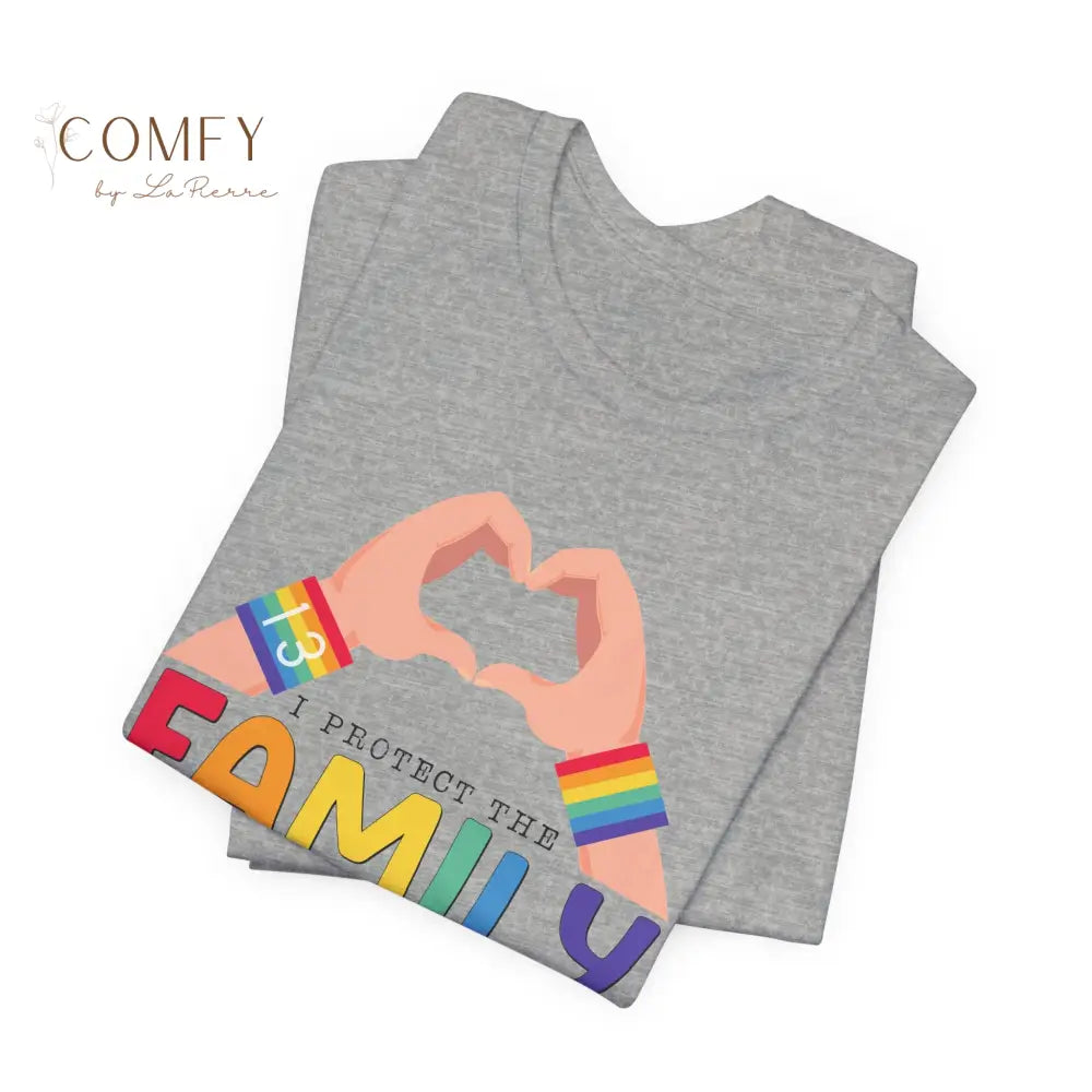 ’Protect the Family’ Rainbow Heart Hands T-Shirt (S-3XL) T-Shirt