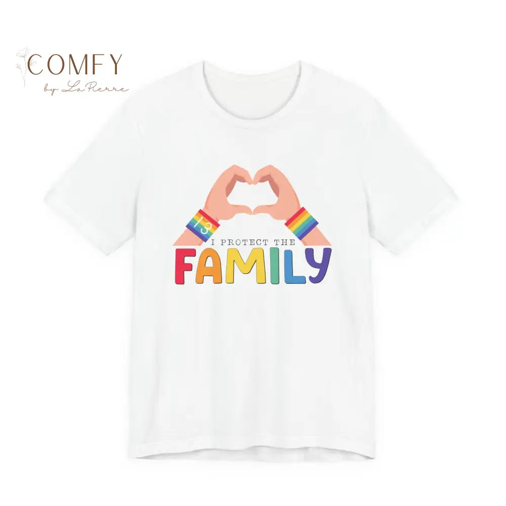 ’Protect the Family’ Rainbow Heart Hands T-Shirt (S-3XL) White / S T-Shirt