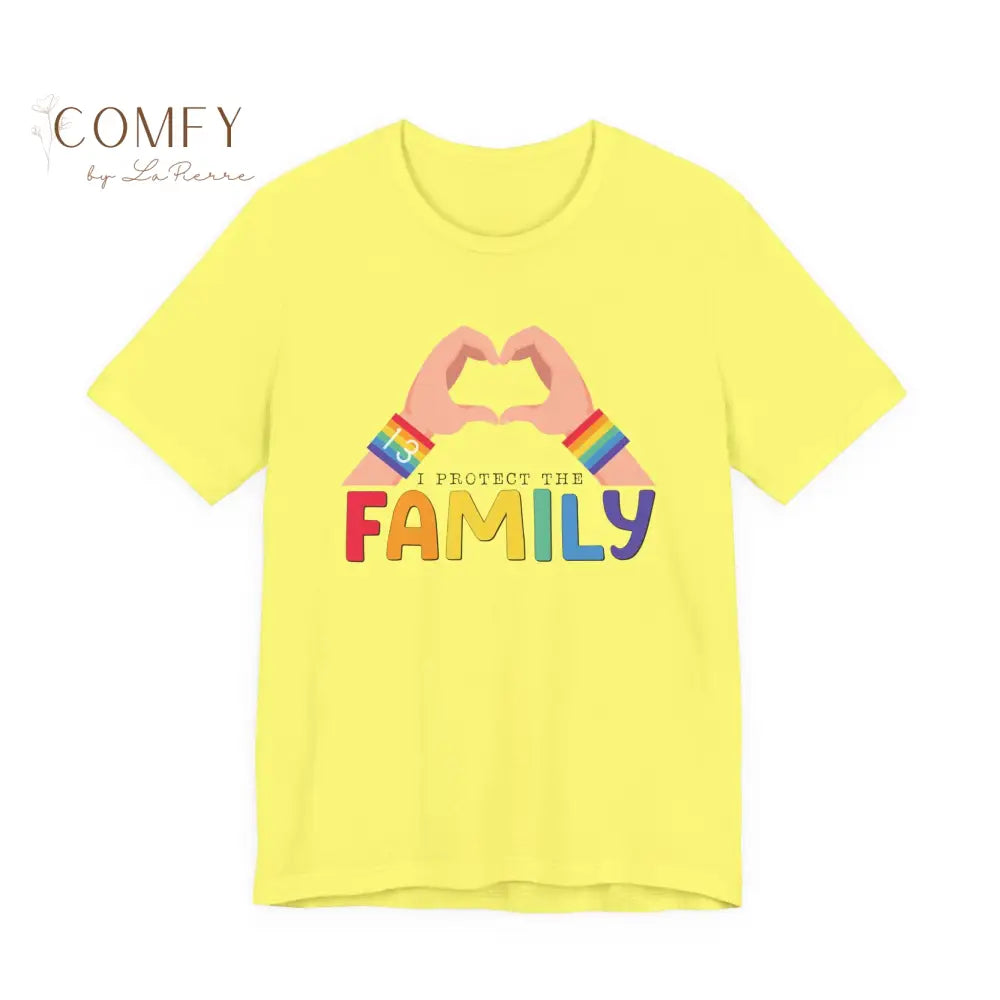 ’Protect the Family’ Rainbow Heart Hands T-Shirt (S-3XL) Yellow / S T-Shirt