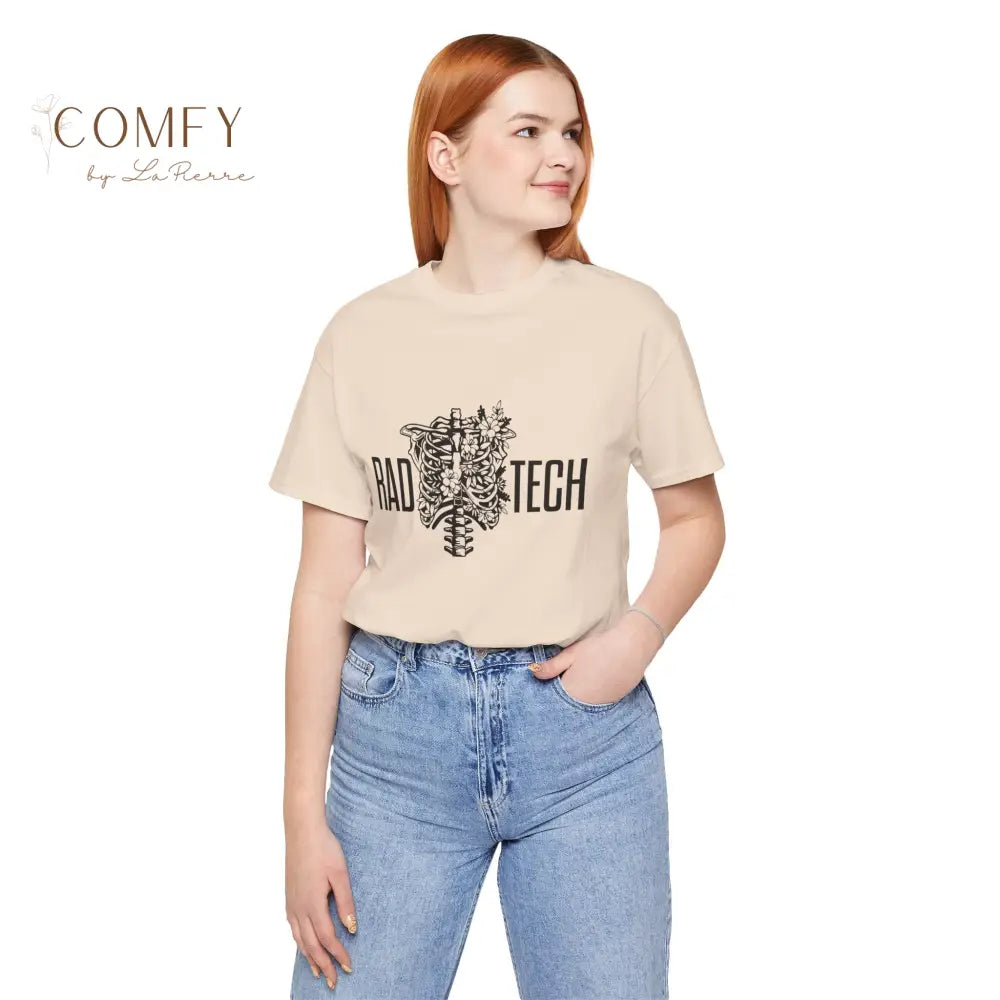 Rad Tech Skeleton Shirt • Radiology X-Ray Tech Skull Graphic Tee • Unisex Jersey Short Sleeve T-Shirt (S–3XL) T-Shirt