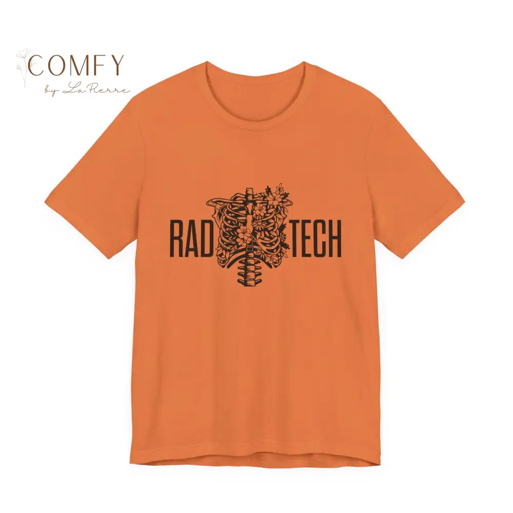 Rad Tech Skeleton Shirt • Radiology X-Ray Tech Skull Graphic Tee • Unisex Jersey Short Sleeve T-Shirt (S–3XL) Burnt