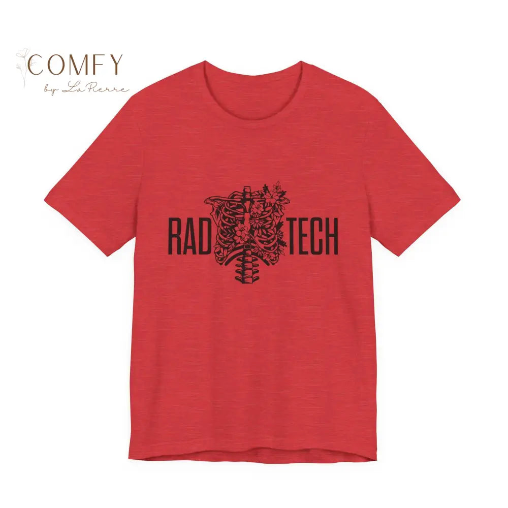 Rad Tech Skeleton Shirt • Radiology X-Ray Tech Skull Graphic Tee • Unisex Jersey Short Sleeve T-Shirt (S–3XL) Heather