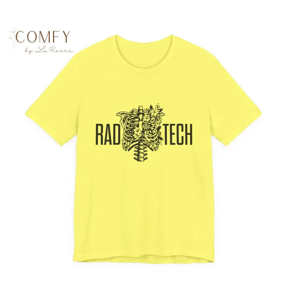 Rad Tech Skeleton Shirt • Radiology X-Ray Tech Skull Graphic Tee • Unisex Jersey Short Sleeve T-Shirt (S–3XL) Yellow