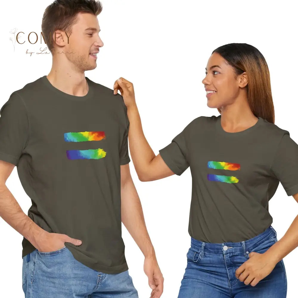 Rainbow Equal Sign Shirt • Equal Rights LGBTQ+ Pride Tee • Soft Unisex Jersey Short Sleeve T-Shirt (XS–5XL) T-Shirt