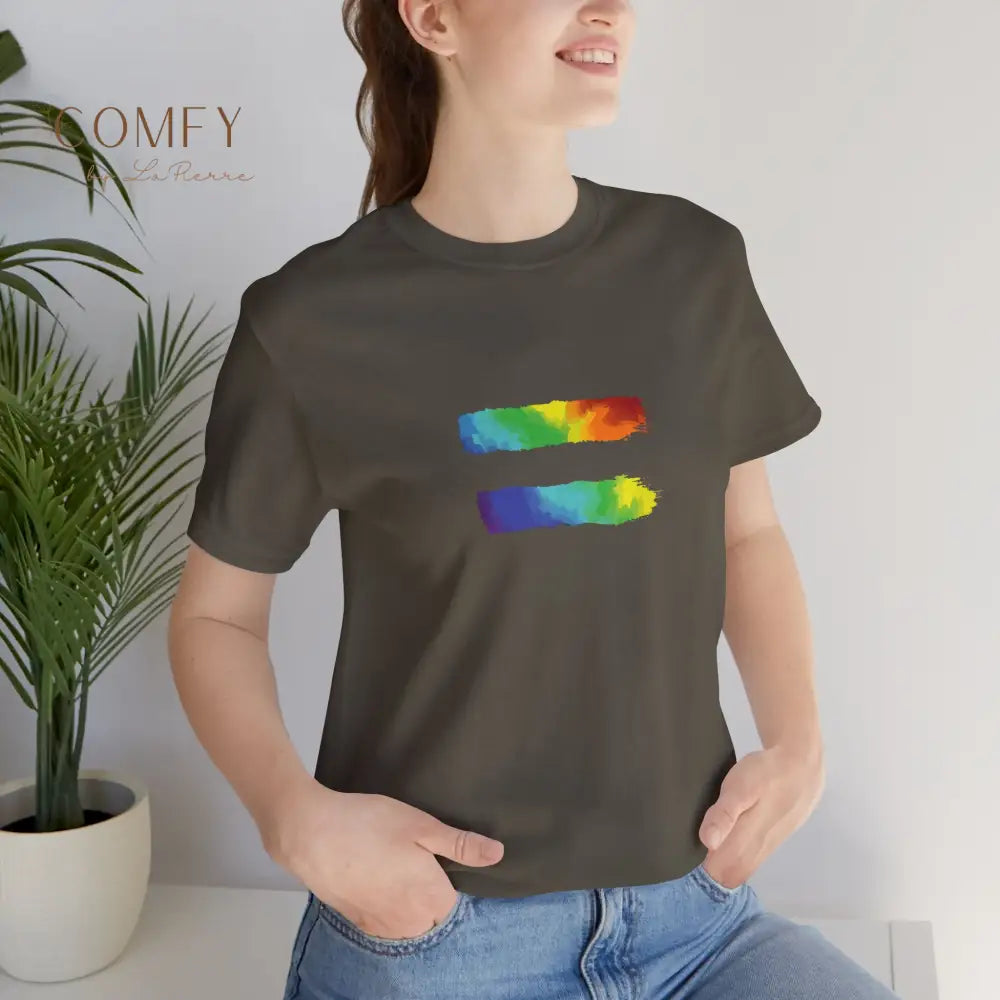Rainbow Equal Sign Shirt • Equal Rights LGBTQ+ Pride Tee • Soft Unisex Jersey Short Sleeve T-Shirt (XS–5XL) T-Shirt