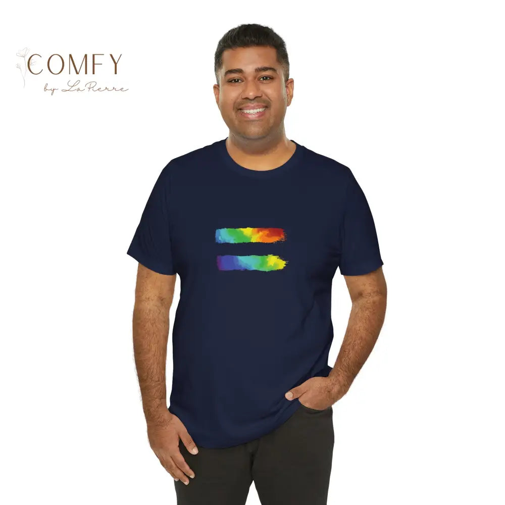 Rainbow Equal Sign Shirt • Equal Rights LGBTQ+ Pride Tee • Soft Unisex Jersey Short Sleeve T-Shirt (XS–5XL) T-Shirt