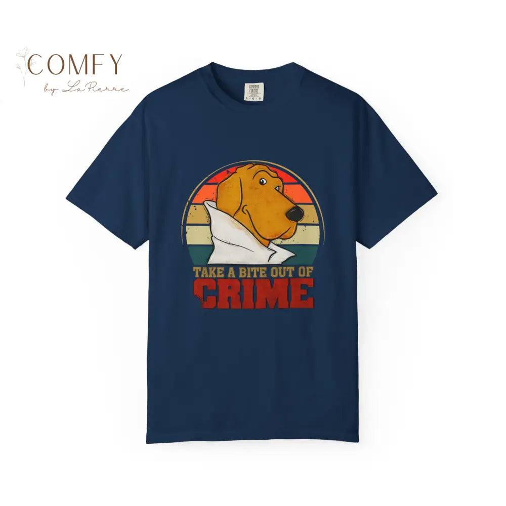 Retro Crime Dog Shirt • Vintage Crime Prevention Tee • 80s Style Mascot Graphic T-Shirt • Nostalgic Crime Dog Shirt