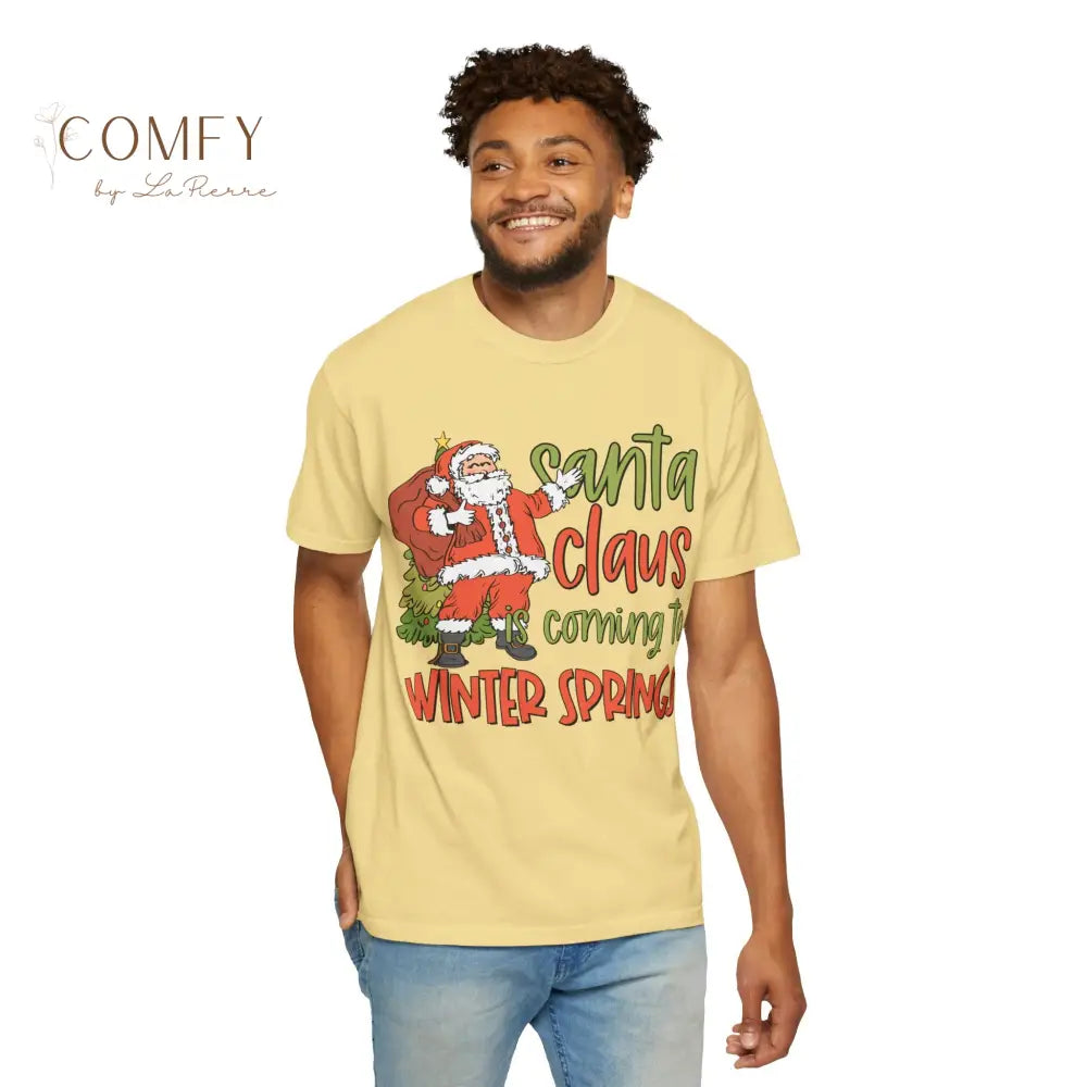 Santa Claus is coming to Winter Springs - Unisex Garment-Dyed T-shirt (S-4XL) T-Shirt
