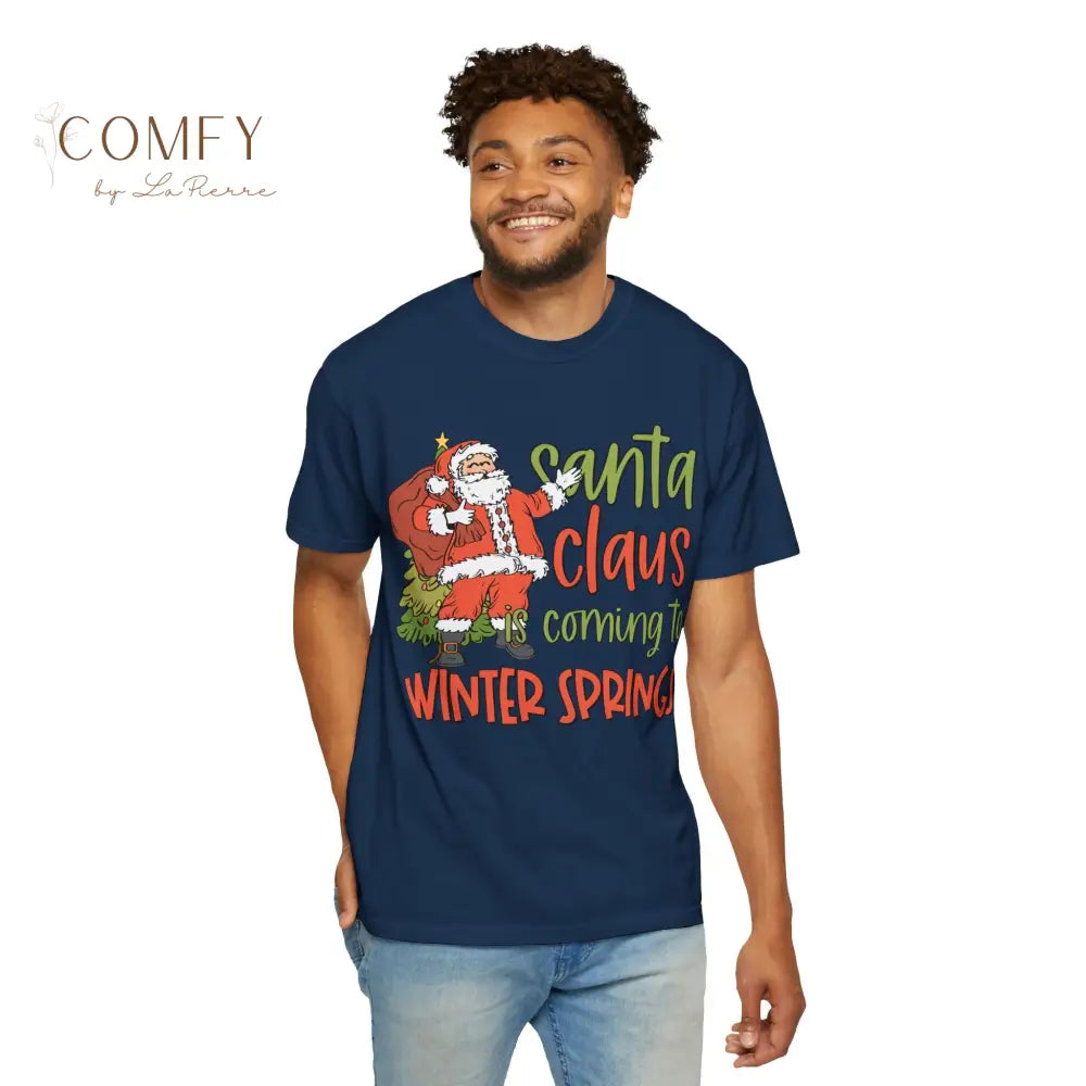 Santa Claus is coming to Winter Springs - Unisex Garment-Dyed T-shirt (S-4XL) T-Shirt