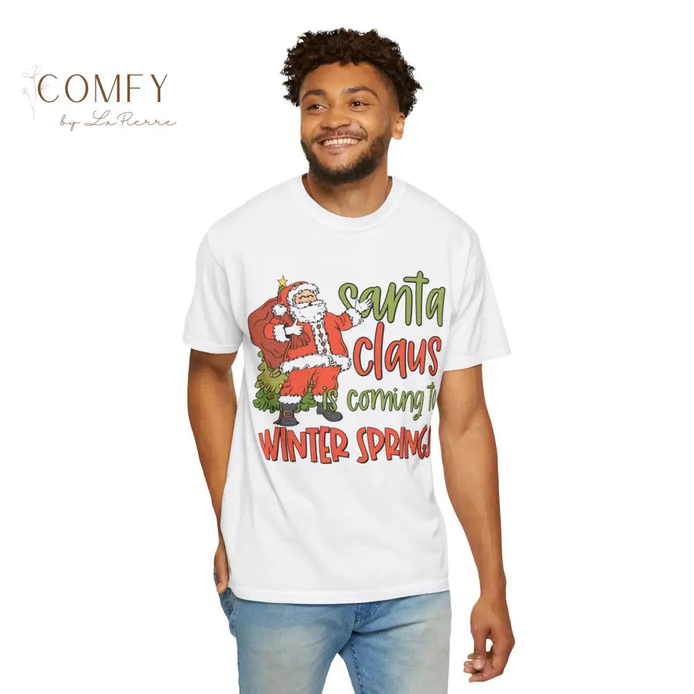 Santa Claus is coming to Winter Springs - Unisex Garment-Dyed T-shirt (S-4XL) T-Shirt