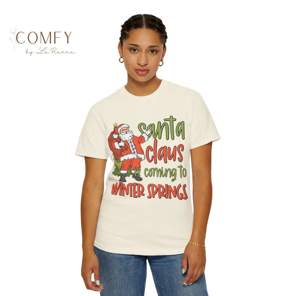 Santa Claus is coming to Winter Springs - Unisex Garment-Dyed T-shirt (S-4XL) T-Shirt