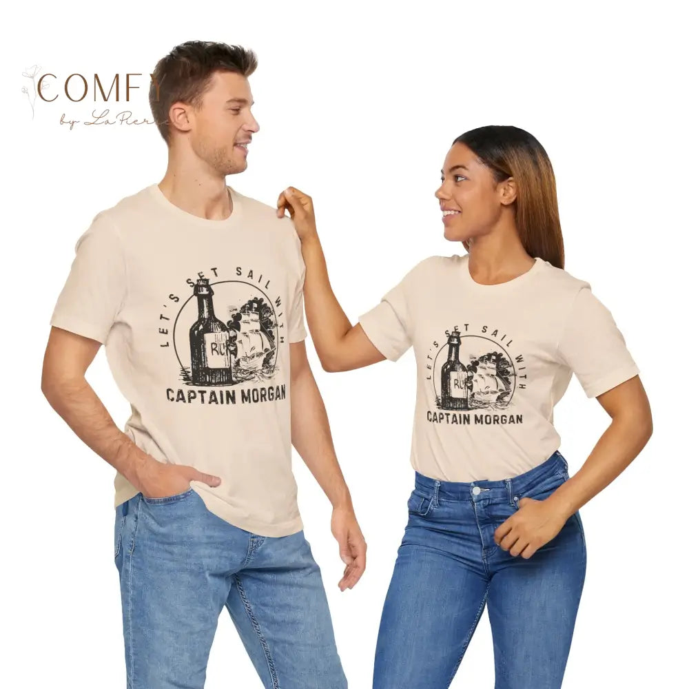 Set Sail with Captain Morgan Shirt - Unisex Jersey Short Sleeve Tee (XS-5XL) Soft Cream / S T-Shirt