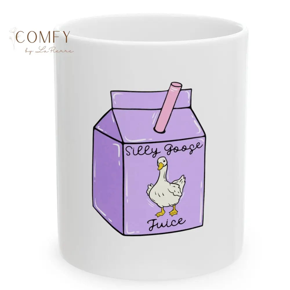 Silly Goose Juice - Cartoon Goose Purple Milk Carton coffee mug (11oz & 15oz) 11oz Mug