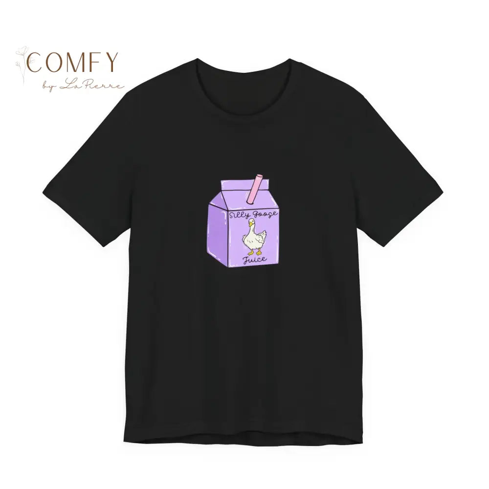 ’Silly Goose on the Loose’ Purple Milk Carton Tee — Graphic Shirt (S-3XL) Black / XS T-Shirt