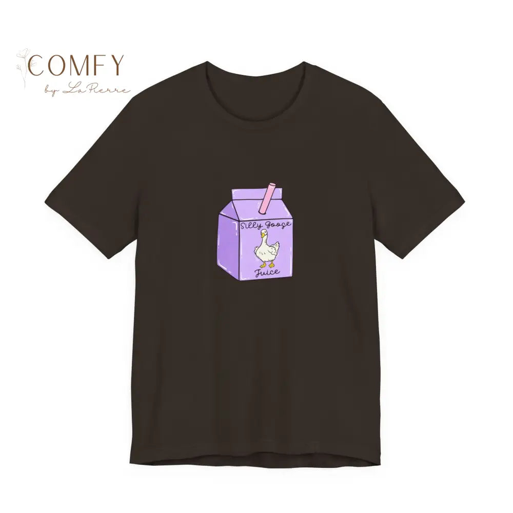 ’Silly Goose on the Loose’ Purple Milk Carton Tee — Graphic Shirt (S-3XL) Brown / S T-Shirt