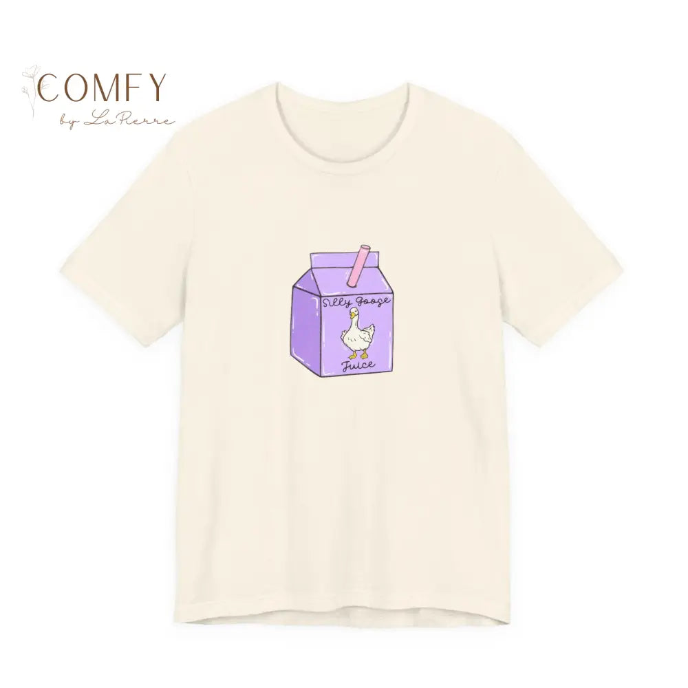 ’Silly Goose on the Loose’ Purple Milk Carton Tee — Graphic Shirt (S-3XL) Natural / S T-Shirt